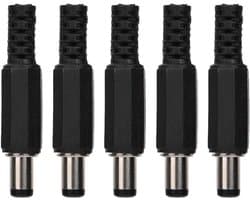 5 Stuks DC Power Plug 2.1mm x 5.5mm Male Connector voor Elektronica, CCTV en DIY Projecten