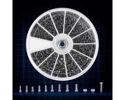 Complete Set van 600 RVS Schroeven en Moeren voor Brillenreparatie - 12 Soorten Micro Schroeven, Kleine Stalen Schroeven en Moeren voor Precisiewerk