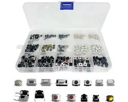 Tactiele Drukknoppen Set van 300 Stuks - Assortiment van Micro Switches voor Auto Afstandsbediening met Opbergdoos, Inclusief 15 Waardevolle Micro Switches