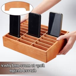 Houten Opbergdoos voor Mobiele Telefoons met 24 Vakjes, Ideaal voor Klaslokalen en Kantoororganisatie, Multifunctionele Mobiele Telefoonhouder voor Docenten en Studenten — thumbnail 3