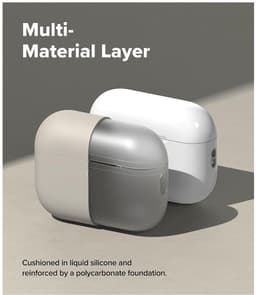 Ringke Silicone Hoesje Geschikt voor Apple AirPods Pro 3 - Siliconen Cover - Karabijnhaak - Case Beige — thumbnail 5