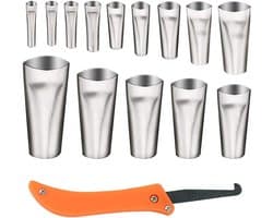 Set van 14 zelfklevende spuitmonden van roestvrij staal met reinigings-, afdicht- en decoratietools voor veelzijdig gebruik