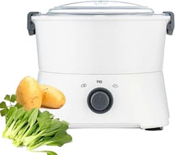 Elektrische aardappelschiller - Automatische schilmachine - Snel groenten schillen - Zes roestvrijstalen messen - 1 kg capaciteit - Wit — thumbnail 1