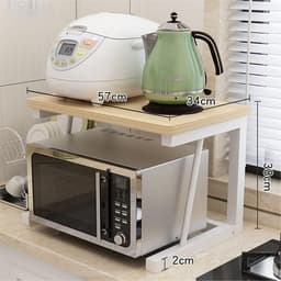 Magnetron Opbergrek Magnetron Houten Plank Stand Metalen Magnetron Rek Enkellaags Keuken Organizer Aanrecht Ruimtebesparende Stand/Houtkleur — thumbnail 4