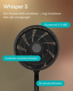 Duux Whisper 3 Statiefventilator - Zuinige Ventilator met 26 snelheden, Timer en Nachtmodus - In hoogte verstelbaar (73-95cm) - Horizontale + verticale oscillatie - Zwart — thumbnail 5