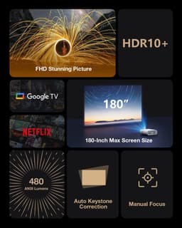 BlitzWolf BW-V5 Air Smart Beamer – Projector met Netflix & Google TV, 480 ANSI lumen, HDR10+, Automatische Keystone-correctie, tot 180 inch beeld, Home Cinema Beamer, EU-stekker — thumbnail 2