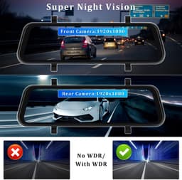 Achteruitkijkspiegel-dashcam - met draadloze Apple CarPlay- en Android Auto-functionaliteit - 9,66 inch - 4K-resolutie - IPS-touchscreen - dual-screen dashcam - Bluetooth + AHD-achteruitrijcamera - wifi - inclusief 16 GB SD-kaart — thumbnail 4