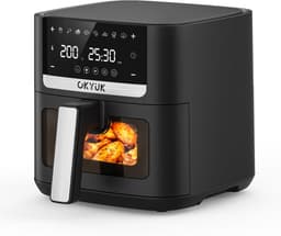 OKYUK Airfryer / Heteluchtfriteuse 6L - BPA vrij - Met Kijkvenster - Digitaal Touchscreen - 8 Voorgeprogrammeerde Menu's - 1200W - Anti-aanbaklaag - Zwart — thumbnail 1