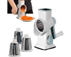 Kaasrasp Groentesnijder - Keukenmachine Handmatig - Maaltijd Voorbereiding - Antislip Zuigbasis - 24 x 21.5 cm - Wit