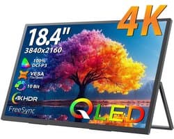 Allero Portable Monitor - Draagbare Game Monitor - Computerscherm - Draagbare monitor voor laptop - 18,4 inch - 4K - QLED