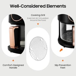 Heteluchtfriteuse - Luchtfriteuse multifunctioneel - Gezond Koken - Transparante glazen kom - 42 liter inhoud - Zwart — thumbnail 3