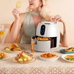 Heteluchtfriteuse - Olievrije Frituurpan - Gezond Koken - Voedselveilig Materiaal - 4 Liter - Wit — thumbnail 3