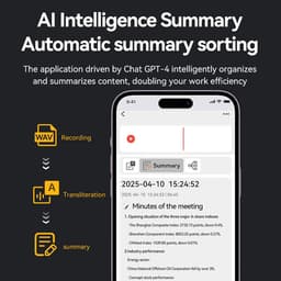 AI Voice Recorder, Note Voice Recorder met Transcriptie, Samenvatten, Vertaling, Digitale Spraakrecorder, App -besturing, 112 Talen, Audioverrecorder voor Lezingen, Vergaderingen (128G) — thumbnail 4