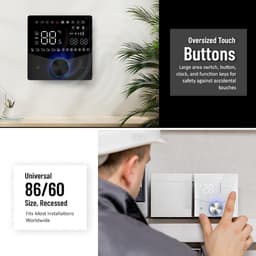 Slimme Thermostaat - Klimaatregelaar Temperatuurcontroller - Energiebesparing Thuis - 8 Lichteffecten Knop - 12.4 mm Dikte - Zwart — thumbnail 4