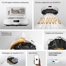 Dreame Robotstofzuiger D20 Air Plus Wit | Dweilfunctie | 20.000 Pa zuigkracht | 120 dagen handsfree | Dubbel anti-klitsysteem | Automatisch legen | Huisdieren | Grote stofzak | Meerdere verdiepingen | App bediening | 3D Mapping | Verboden zones | — thumbnail 5
