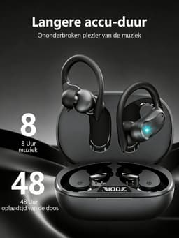 Bluetooth 5.3 sportoordopjes - 48 uur lang meeslepende bas in-ear hoofdtelefoon - met HD-microfoon - IP7 waterdichte draadloze oortelefoon - 500 mAh oplaadcase met hoge capaciteit - LED-display - ENC ruisonderdrukkende oordopjes voor hardlopers — thumbnail 5