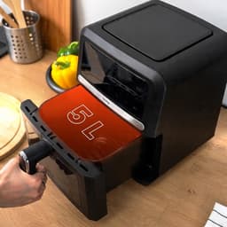 Heteluchtfriteuse - Airfryer Frituurpan - Gezond Koken - Kijkvenster met Verlichting - 5 Liter - Zwart — thumbnail 4