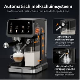 Velmio Espressomachine 20 Bar – Koffiemachines - Met Melkopschuimer - Stoommachine - Cappuccino - Zelfreinigend - Koffiezetapparaat - 1,5L Watertank — thumbnail 3
