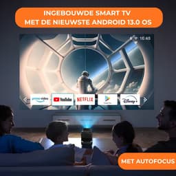 Hozard® Pro Mini Beamer – Full HD Projector – Autofocus + 4D Keystone - Android 13.0 & WiFi 6 – Media Streamer - Alles-in-één Thuisbioscoop Smart TV Projector — thumbnail 4