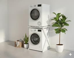 SERALUXE - Universeel Wasmachine Kast - Wasmachine Verhoger- Metaal - Wit - Universeel Wasmachine en Droger Kast - Wasmachine Ombouw - Wasmachinerek - Wasmachine Sokkel- Robuust - Stabiel - Stevig - Anti Vibratie — thumbnail 1