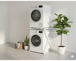 SERALUXE - Universeel Wasmachine Kast - Wasmachine Verhoger- Metaal - Wit - Universeel Wasmachine en Droger Kast - Wasmachine Ombouw - Wasmachinerek - Wasmachine Sokkel- Robuust - Stabiel - Stevig - Anti Vibratie