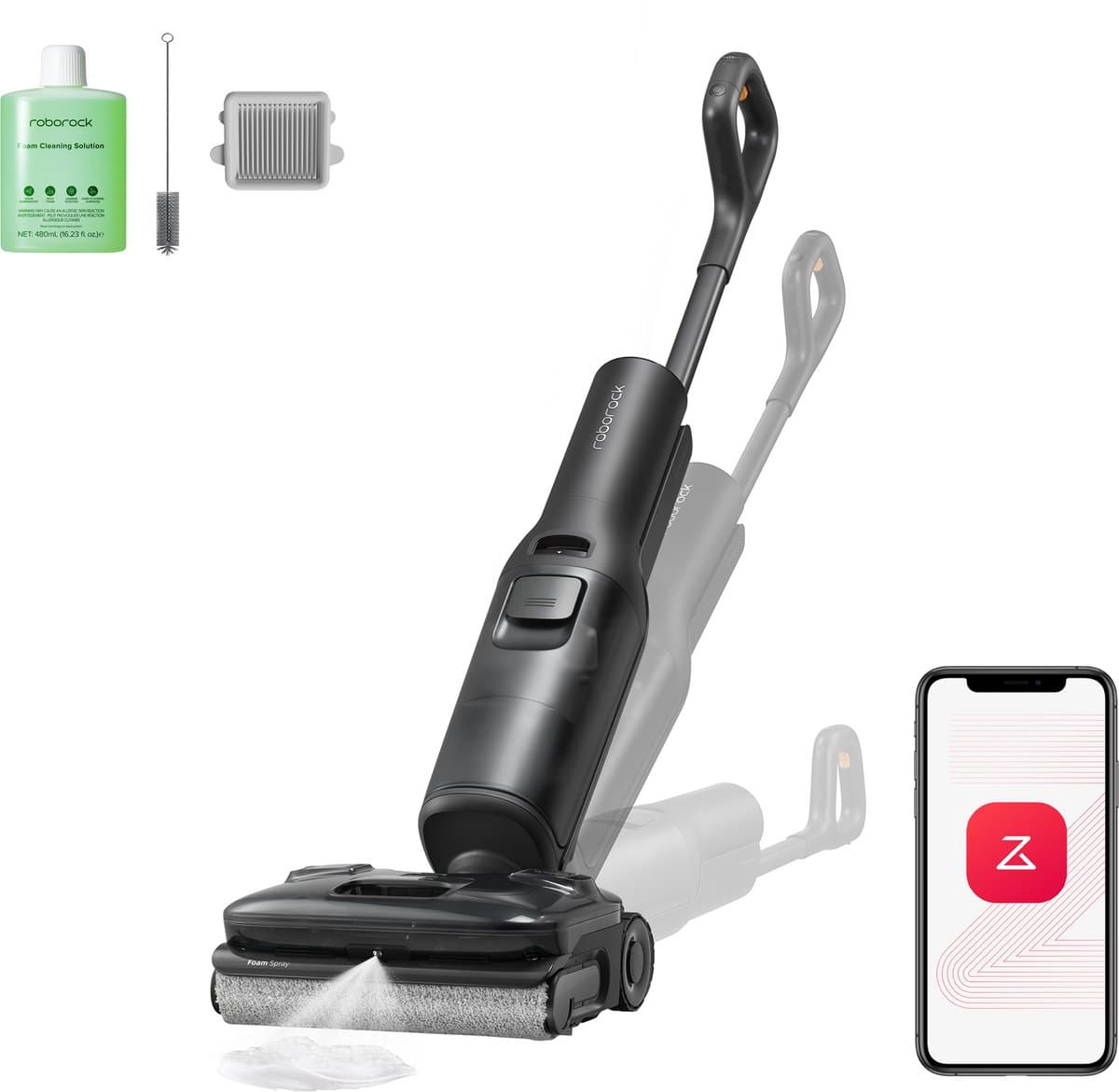 Roborock F25 ACE Pro-Vloerreiniger-Nat Droog Stofzuiger-Elektrische dweil-JetFoaming-Technologie tegen Hardnekkige Vlekken-25000 Pa-wielen ondersteund door AI-Anti-Klits Rol voor Huisdierhaar-180° Plat Ontwerp-Zelfreiniging Hoge Temperatuur-via app — afbeelding 1