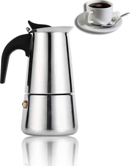 Dailygoody - Roestvrij staal Moka Pot - Koffiezetapparaat - Ergonomisch handvat - 100ml - Duurzaam ontwerp - Geschikt voor thuis en kantoor - Mokka Pot — thumbnail 1