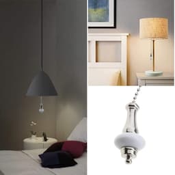 Dailygoody - Plafond Licht Ventilator - Trekkoord Verlengstuk - Zilver - Handvat Kralen - Perfect voor Ventilatoren en Lampen - 2 Stuks — thumbnail 2