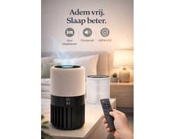 ZUKI Luchtreiniger voor Slaapkamer & Kleine Ruimte – H13 HEPA Filter 2X – Tegen Hooikoorts, Pollen & Stof – Fluisterstil (28dB) – PM2.5 Sensor & Afstandsbediening