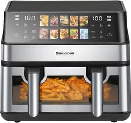 Sinaopus XXL Airfryer 9L – Met Dubbele Mand – 10 Kookprogramma’s – Onafhankelijke Snelle Opwarming – Geschikt voor Gezinnen – Kijkvenster – Eenvoudig te Reinigen – Capaciteit voor 4 tot 5 Personen — thumbnail 1
