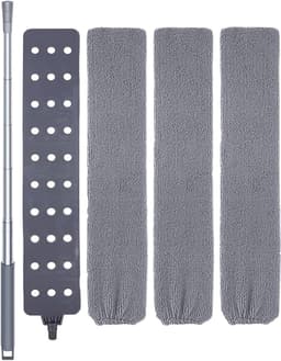 Intrekbare stofreiniger - Herbruikbare dweil - Efficiënt afstoffen - 360 graden draaibare kop - 42 cm - Grijs — thumbnail 1