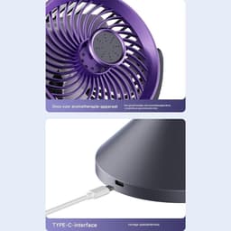 Lucht Circulerende Ventilator - Tafelventilator Luchtverfrisser - Ontspanning en Werk - 100 Snelheidsinstellingen - 16x13x20.5 cm - Grijs — thumbnail 4