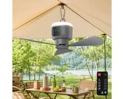 Rosnek Oplaadbare Campingventilator met Verlichting - 12000mAh Tent Ventilator Lamp - Afneembare Bladen - 45cm Draagbare Plafondventilator - Outdoor - Tent — afbeelding 1