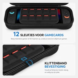Case Geschikt voor Nintendo Switch 2 - Met opbergvak voor 12 games - Hoesje Geschikt voor Switch 2 - Waterdicht en schokbestendig - Zwart — thumbnail 3