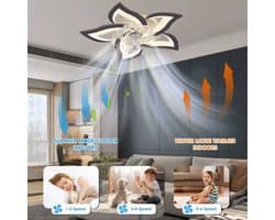 Plafondventilator - Lotus - Met Verlichting - Plafond Ventilator Lamp - LED Verlichting - Met Afstandsbediening - Dimbaar - Smart Lamp - Wit — afbeelding 1