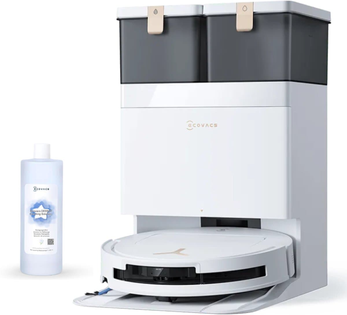 ECOVACS DEEBOT T50 PRO OMNI Gen3 Robotstofzuiger met Dweilfunctie - 25.000Pa - 8.1 cm Ultradun - ZeroTangle 3.0 - TruEdge 2.0 Randreiniging - AIVI 3D 3.0 Obstakelvermijding - 75°C Heetwater-Wit — afbeelding 1