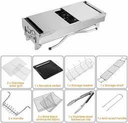 VIEMAE Barbecue - Houtskools barbecue - Barbecue houtskool - Houtskoolgrill - Camping barbecue - RVS - Opvouwbaar, inklapbaar — thumbnail 5