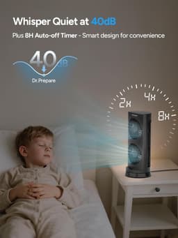 Tafelventilator Stil 40 dB – USB-C Bureauventilator met Afstandsbediening, Timer, 3 Standen en 110° Oscillatie — thumbnail 4