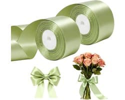 Eucalyptus Groene Cadeaulint 50mm voor Bruiloften, Valentijnsdag Decoratie en DIY Projecten - 44m Lang