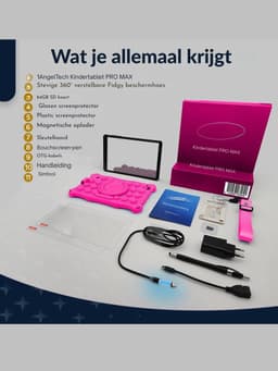 Nexvo® Kindertablet Deplay - Kinder Tablet Deplay - Kindertablet Deplay Pro - Roze - 23cm x 13cm x 1cm — thumbnail 4