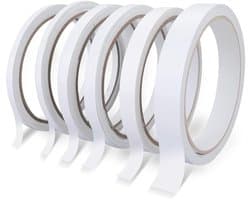 Dubbelzijdige tape voor knutselen - 6 rollen, diverse maten voor scrapbooking, kaarten maken en kunstprojecten (5mm/8mm/10mm/15mm)