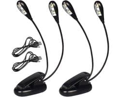 HEZIVO® Lessenaarlamp - lessenaar Lampje - Pianolamp USB - Muzieklamp - Boekenlamp - 2 Stuks