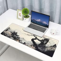 Lange gaming muismat - Groot waterdicht gaming muismat - Versterkte omzoomde randen - Antislip bureaumat voor thuis en kantoor - Verbetert uw bureau-ervaring - 31,5 x 11,8 inch - Inktverf stijl — thumbnail 3