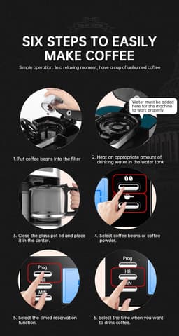 Volautomatische 2-in-1 Koffiemachine Espresso-Koffiemachine - Filterkoffie - Elektrische Koffiemolen - LED-display - Automatische Warmhoudfunctie — thumbnail 2