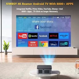 Xiwbsy - Beamer - Projector Beamer - Projector 4k - 1080P - Automatische focus - met WiFi 6 - 25000 Lumens - Buiten- en thuisprojector - Android 4K - Zwart — thumbnail 4