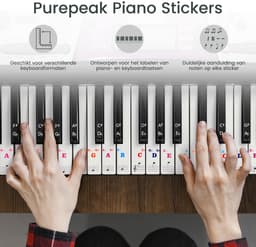 Purepeak Piano Toetsenbord Stickers - Keyboard Stickers - 37/49/54/61/88 - Kleur - Zwart-Wit - Plakletters - Plakcijfers — thumbnail 2