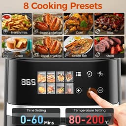 UrbanSelect Airfryer - Heteluchtoven - Heteluchtfriteuse - 5.5 Liter - 360° circulatie - Led-Touchscreen - Max 200°C - Zwart — thumbnail 2