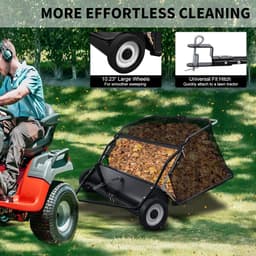 Grasveger Slepen - Bladverzamelaar Tuin - Gazon Onderhoud - Verstelbare Borstelhoogte - 112cm Werkbreedte - Zwart — thumbnail 3