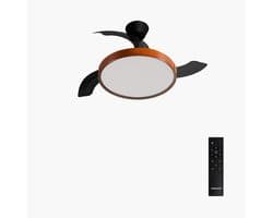 CREATE - Plafondventilator 40W stil met intrekbare bladen met licht - Ø91cm - Zwart / Donker hout - Afstandsbediening - WIND CLEAR STUDIO — afbeelding 1