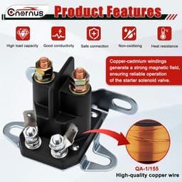 Startrelais Motor - Starter Solenoïde - Gazonmaaier Starten - 12V 4 Aansluitingen - 9.6 x 7.6 x 7.3 cm — thumbnail 3